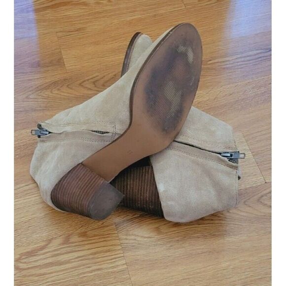 Madewell Billie Leather Suede Taupe Tan Ankle Boots Booties Women's Size 11 - Picture 5 of 10